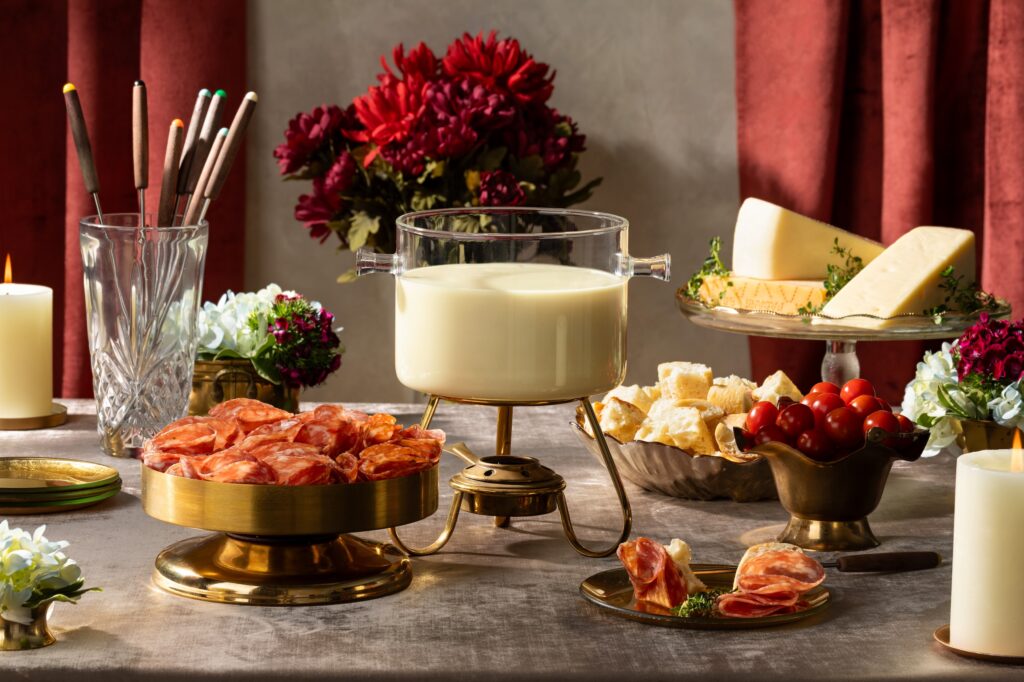 Italian Cheese Fondue with Salami Trio